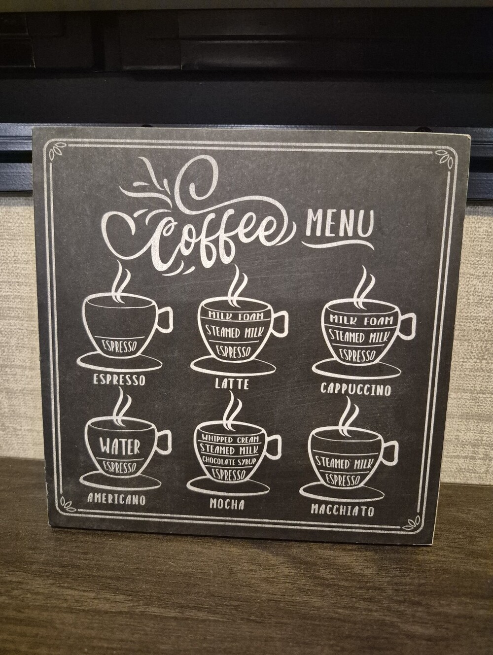 Coffee Menu Wall Art Sign - Black Chalkboard Style